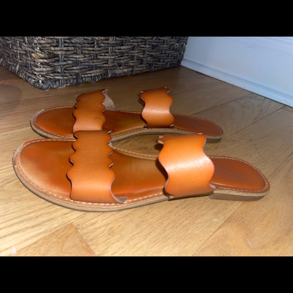 Scalloped Chestnut Sandals - Picture 2 of 3